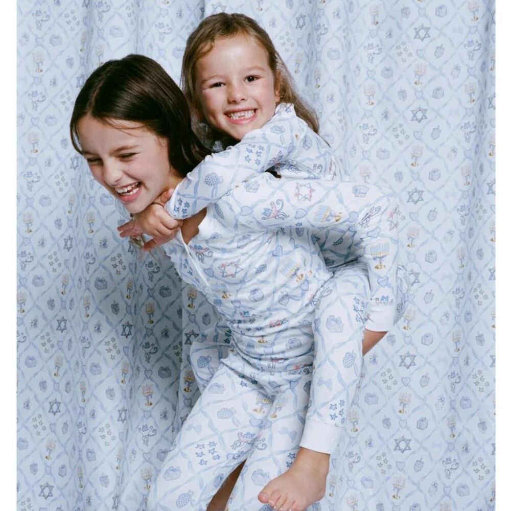LoveShackFancy x Roller Rabbit Kids Starry Nights Lattice Pajamas, 10 Hanukkah